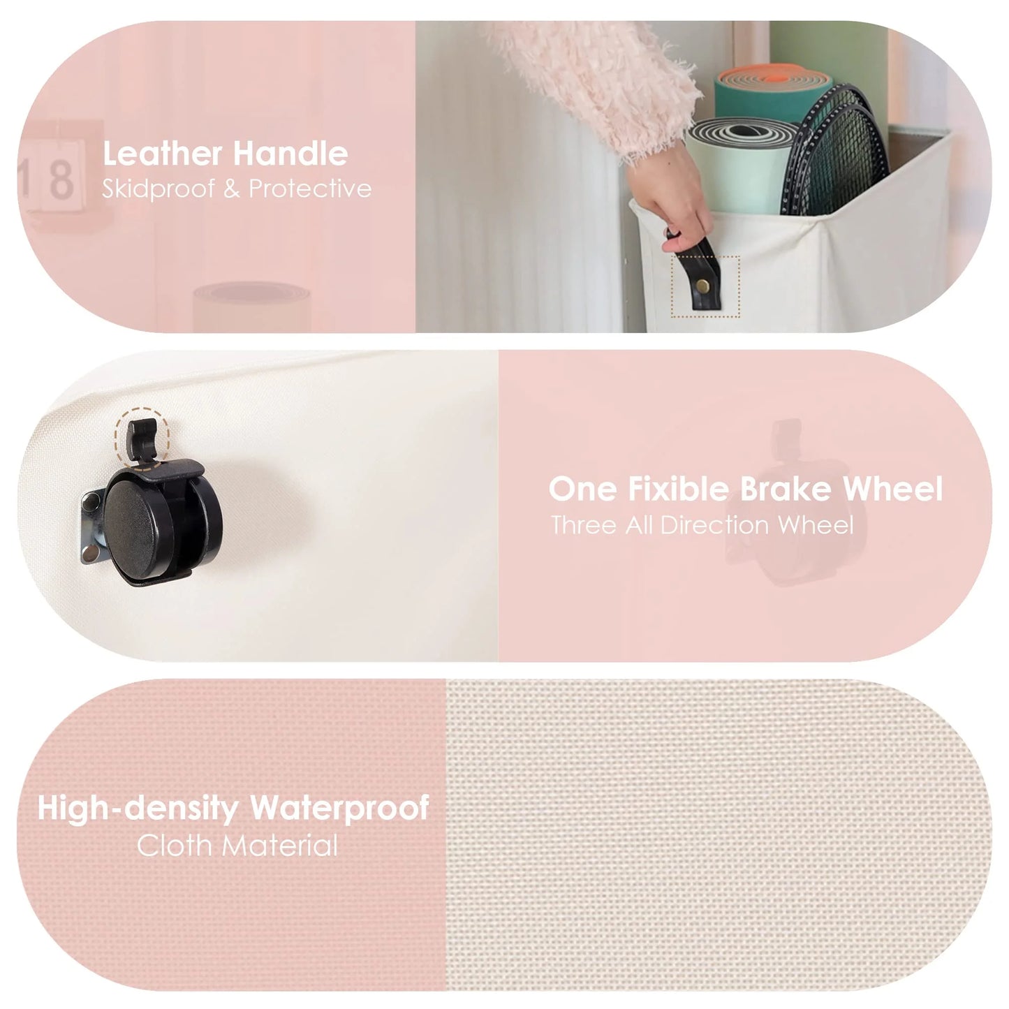 Yoga Mat Storage Rack, 27’’ Large Yoga Mat Holder Accessories, Home Gym Equipment Storage Yoga Mats, Workout Equipment Organization with Wheels, Pink