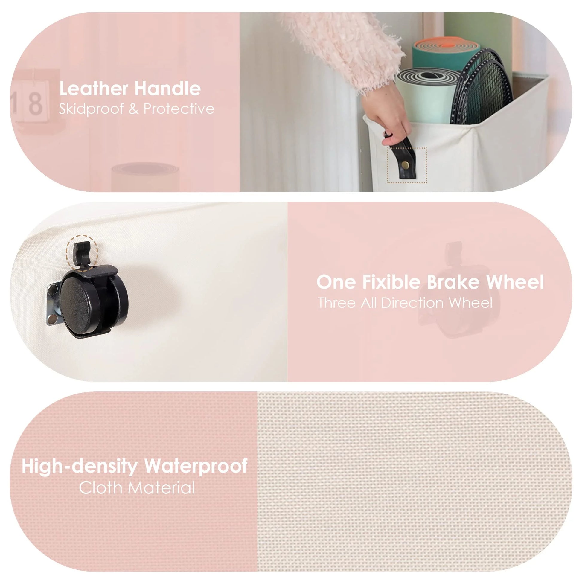 Yoga Mat Storage Rack, 27’’ Large Yoga Mat Holder Accessories, Home Gym Equipment Storage Yoga Mats, Workout Equipment Organization with Wheels, Pink