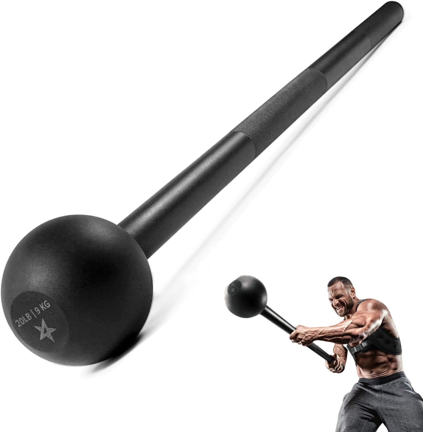 Steel Mace Bell for Strength Training, Support Full Body, Muscles, Shoulder, Grips & Forearms Workouts, Stretching 5, 7, 10, 15, 20, 25, 30 LB for Woman & Man