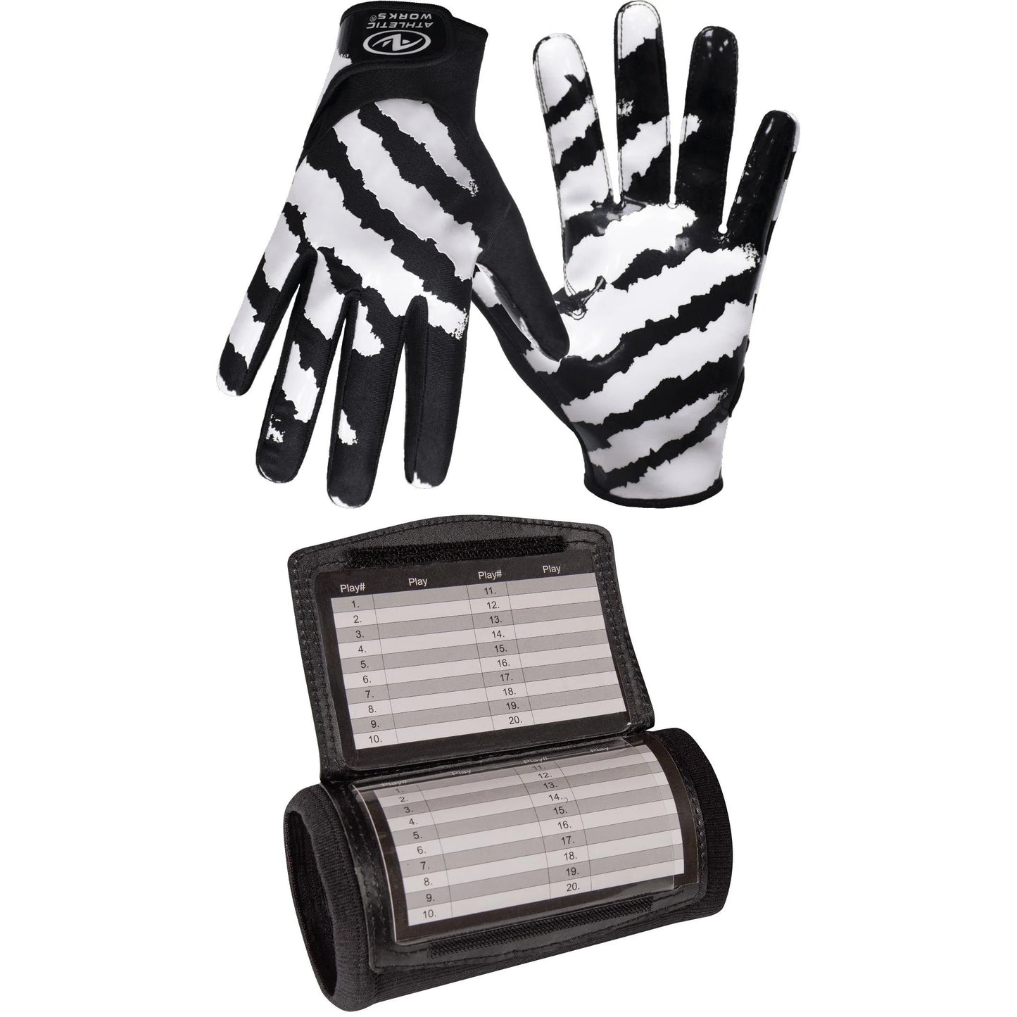 Football Sticky Receiver Gloves with Silicone Grip, Adult Large / X-Large +  Wrist Coach, Football Playbook