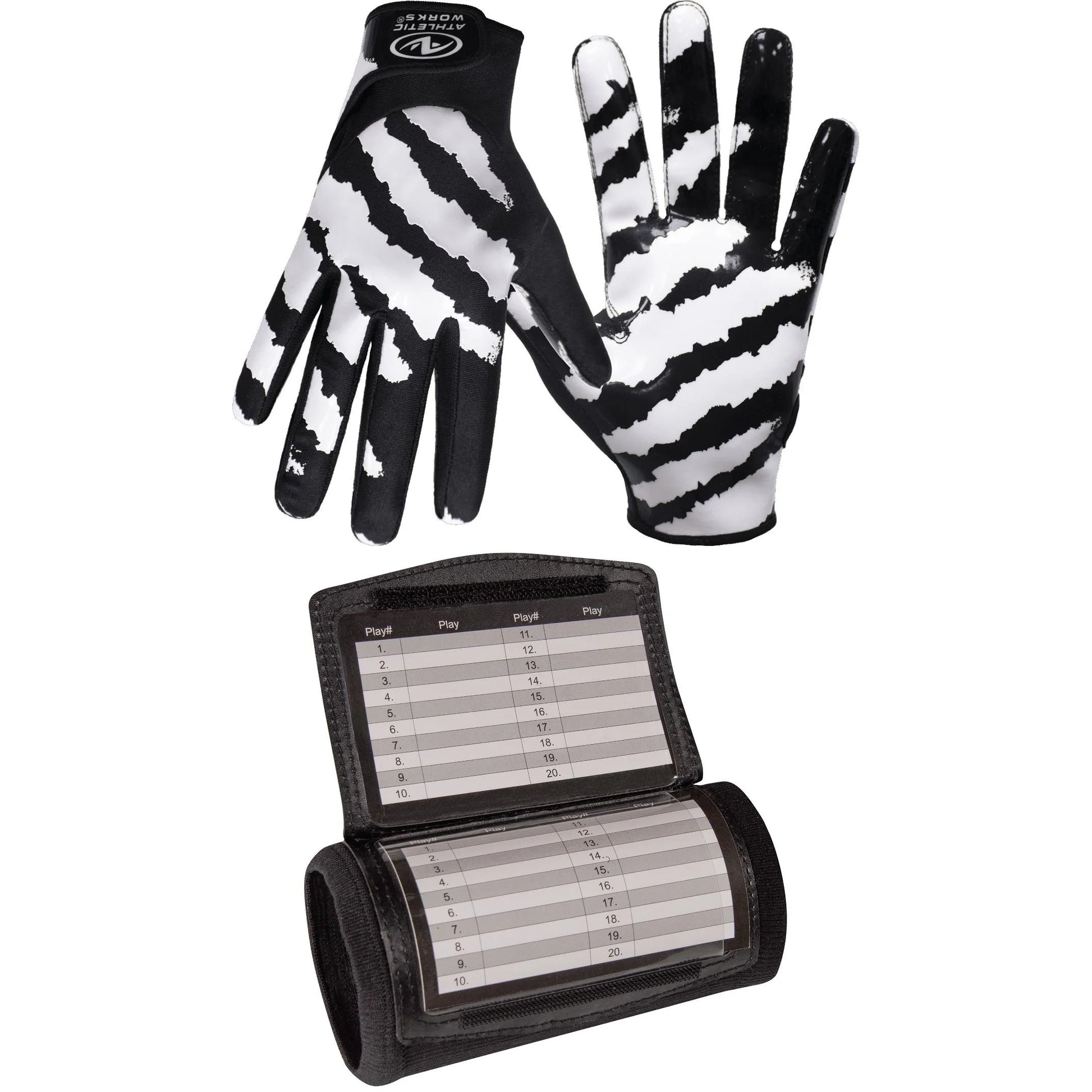 Football Sticky Receiver Gloves with Silicone Grip, Adult Large / X-Large +  Wrist Coach, Football Playbook