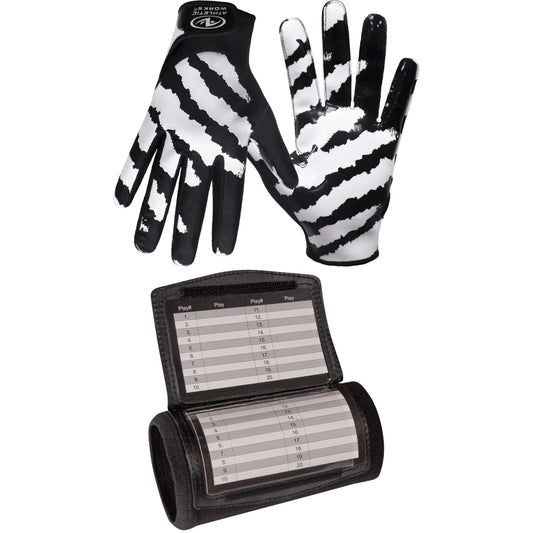 Football Sticky Receiver Gloves with Silicone Grip, Adult Large / X-Large +  Wrist Coach, Football Playbook