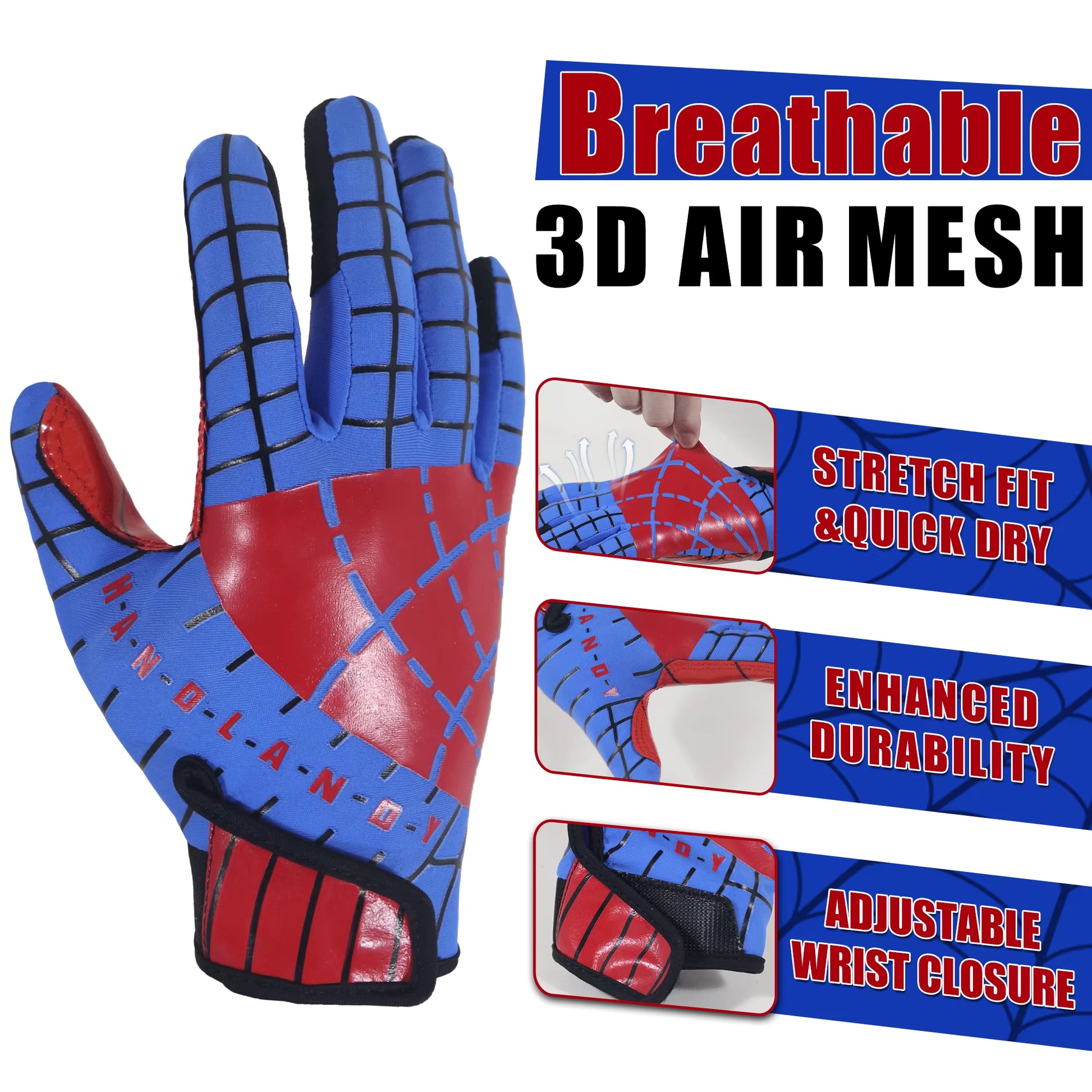 Classic Design Youth Rugby Gloves Spider Silk Great Grips Holding American Football Gloves