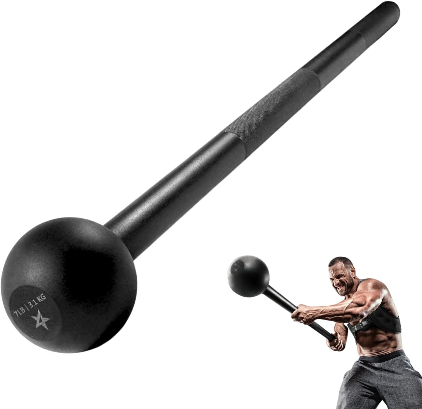 Steel Mace Bell for Strength Training, Support Full Body, Muscles, Shoulder, Grips & Forearms Workouts, Stretching 5, 7, 10, 15, 20, 25, 30 LB for Woman & Man