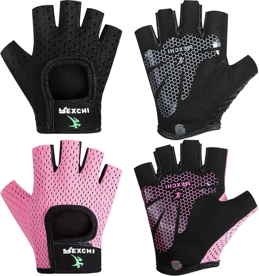 2 Pairs Workout Gloves Adjustable Weight Lifting Gym Exercise Training Breathable Workout Gloves with Full Palm Protection for Men and Women Fitness, Biking, Pull Up