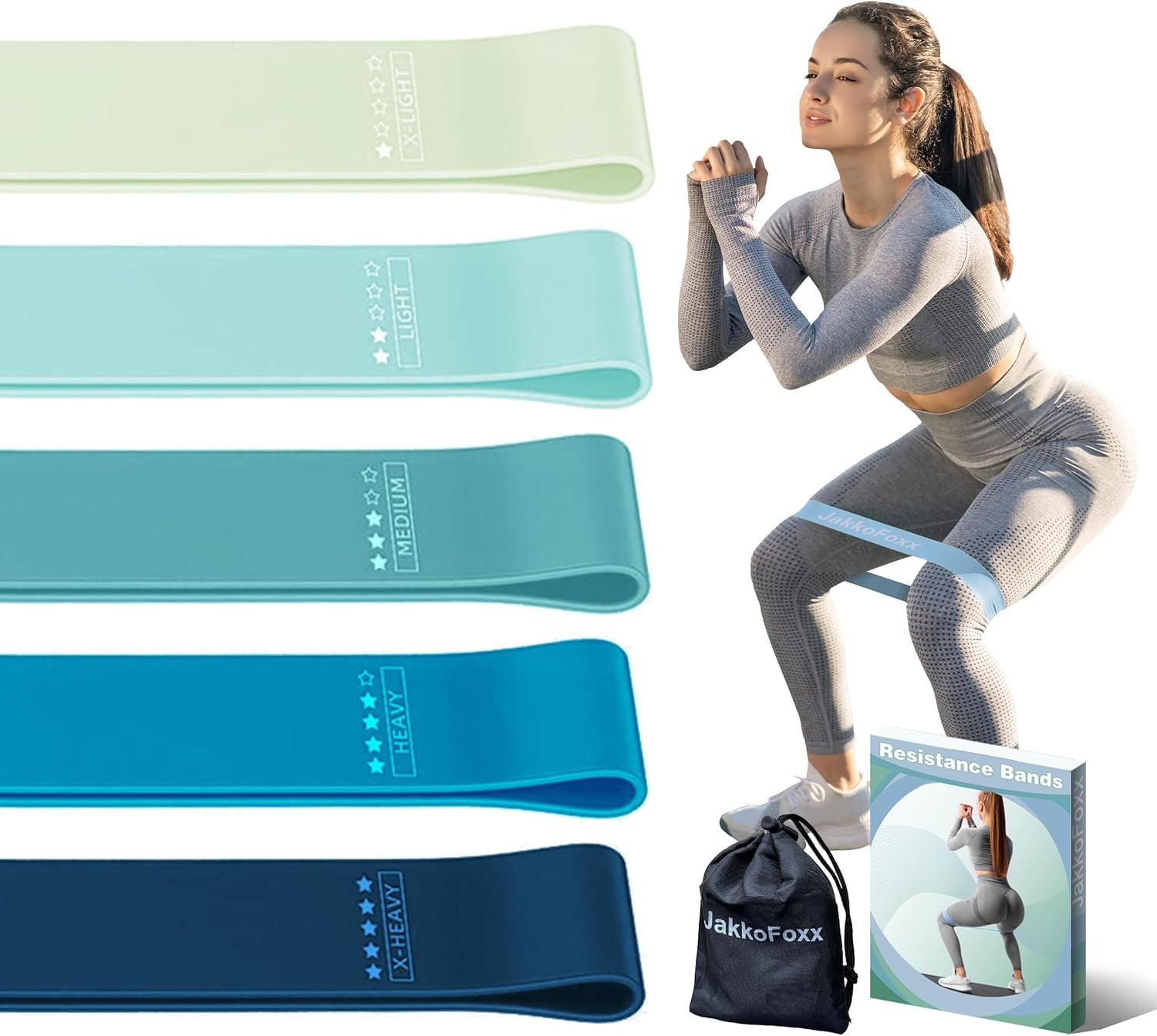 Resistance Loop Exercise Bands, Resistance Bands Exercise Bands for Home Fitness, Stretching, Strength Training, Physical Therapy,Elastic Workout Bands for Women Men Kids, Set of 5