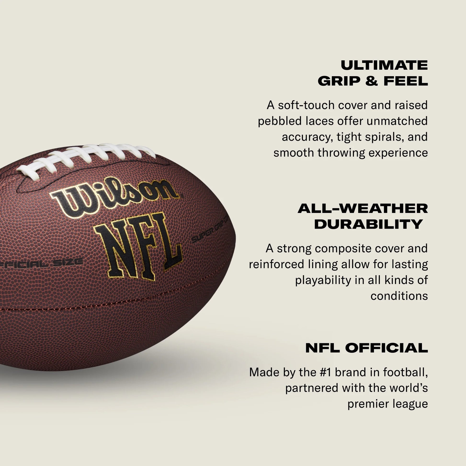 NFL Super Grip Football - Brown, Official Size (Ages 14 and Up)