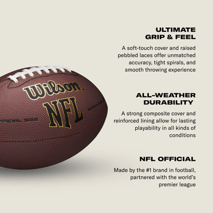 NFL Super Grip Football - Brown, Official Size (Ages 14 and Up)