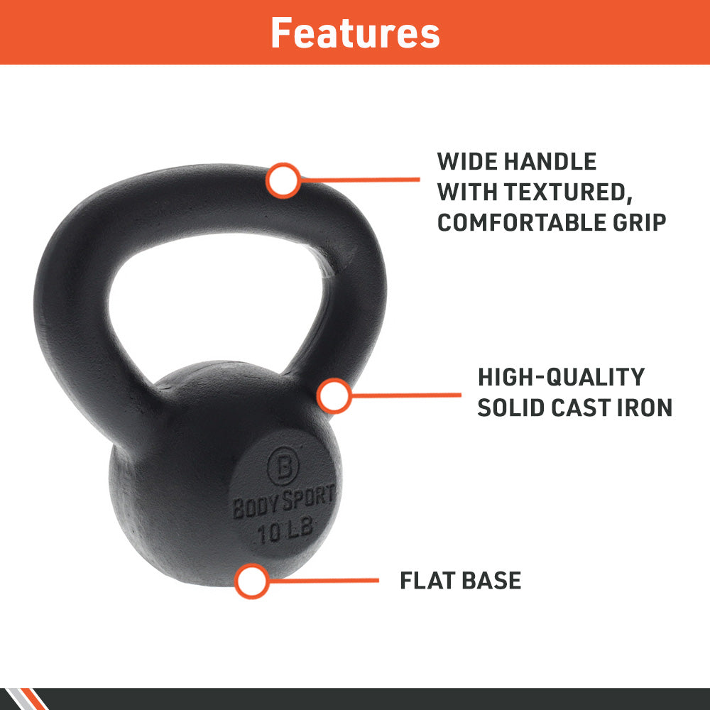 Cast Iron Kettlebell, 45 Lb. – At-Home Gym Equipment – Kettlebell Free Weights – Strength & Core Training Equipment – Cast Iron Resistance Workout Gear