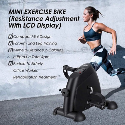Mini Indoor Pedal Exerciser Cycle Bike Leg Arm Desk W/Lcd Display Fitness Portable Pedal Stationary Bike Home Exercise Black