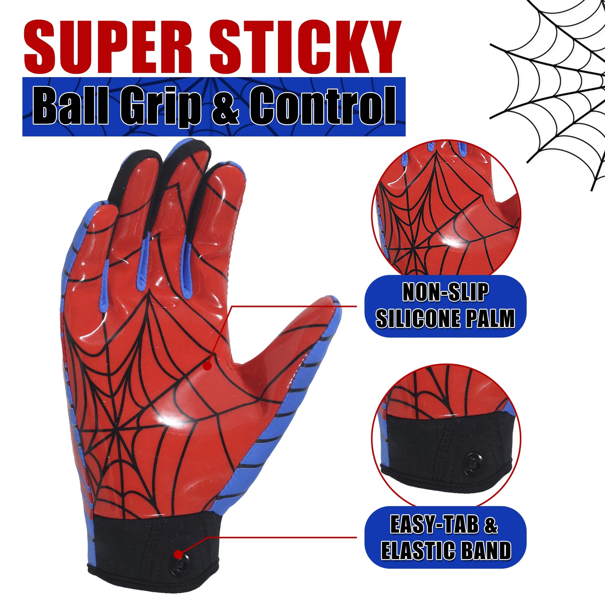Classic Design Youth Rugby Gloves Spider Silk Great Grips Holding American Football Gloves